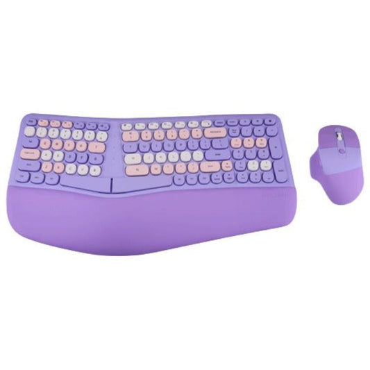 Bluetooth Keyboard And Mouse Combo Set Ergonomic Wireless Portable Device Purple