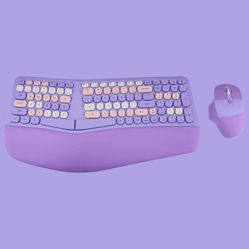 Bluetooth Keyboard And Mouse Combo Set Ergonomic Wireless Portable Device Purple