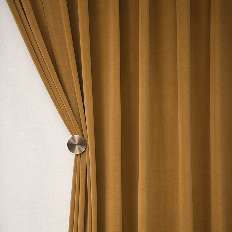 250 Centimetre Mustard High Quality Modern Velvet Blackout Curtains For
