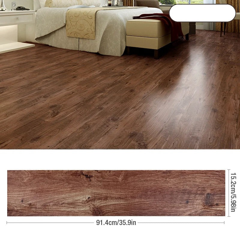 5Pcs Vinyl Tile Red Mahogany Stain Self Adhesive Floor Wood Grain Stickers