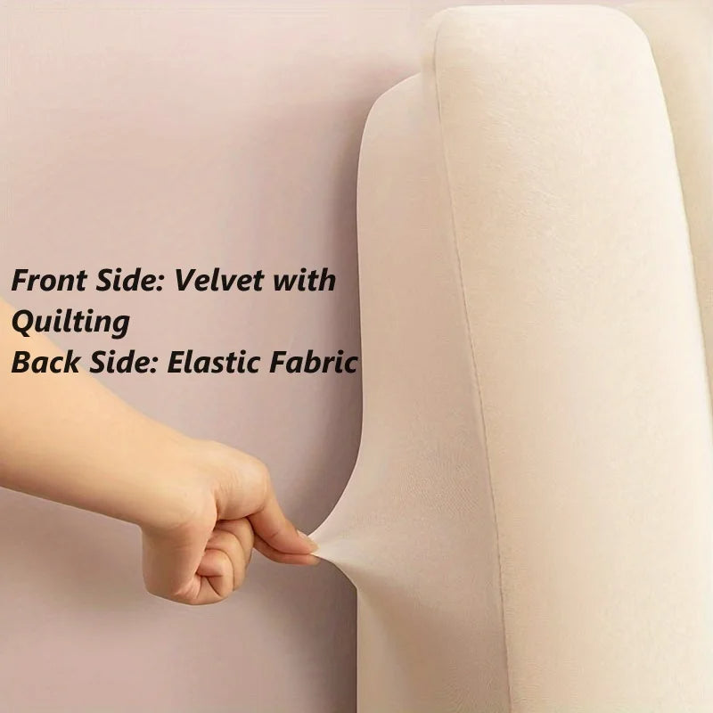 1 Sets of Hod Health & Home Off White Short Plush Super Soft Smooth Quilted Velvet Bed Headboard Cover 100X70cm