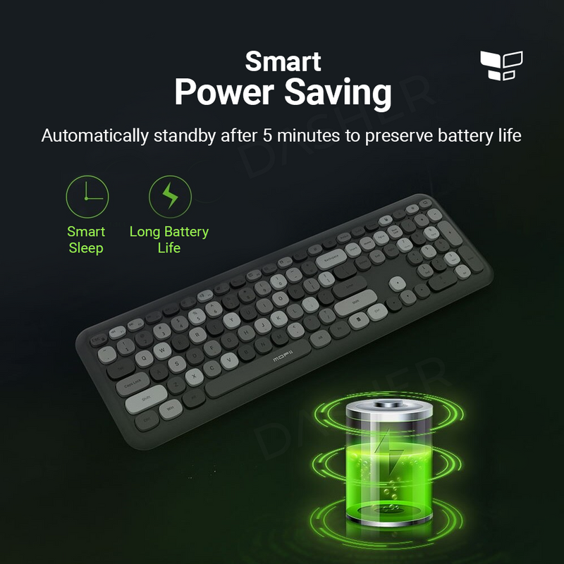Bluetooth Keyboard Mouse Combo Set Purple Colour Retro Design Portable Wireless