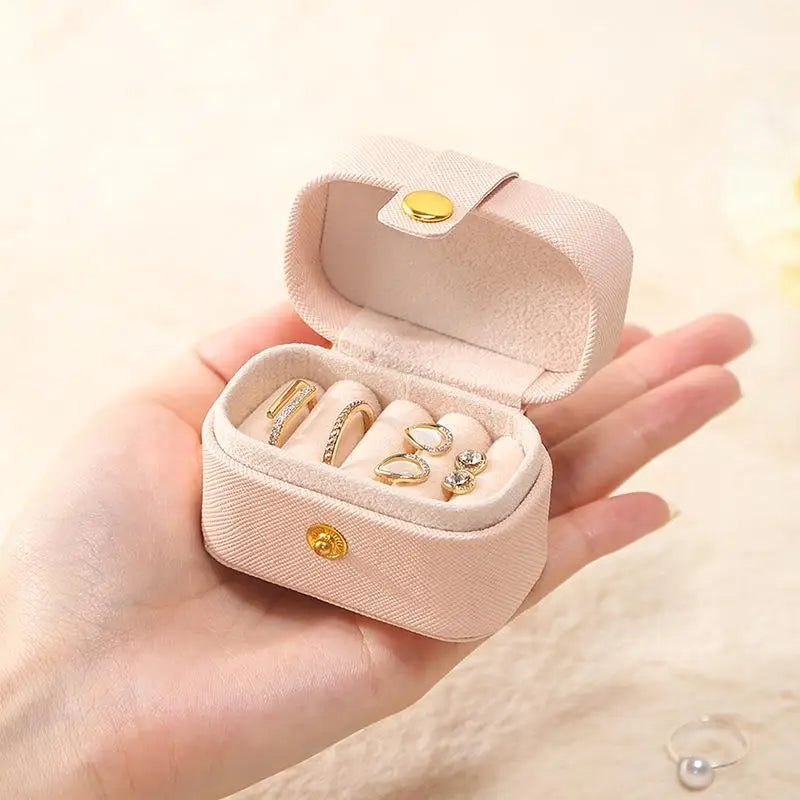 Veile Studios Jewelry Storage Mini Ring Box Portable Organizer Display Travel Gift Case Leather