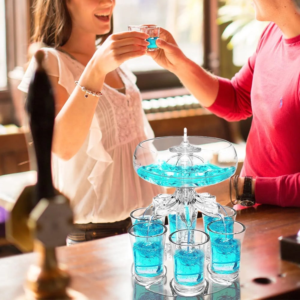 Drink Shot Dispenser With 6 Glasses Set Drinking Game Tool Party Supplies