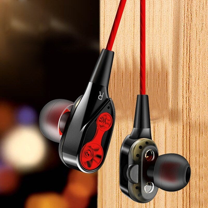 Dual Dynamic Earphones 2 Drivers Moving Coil Iron 3.5Mm Universal In-Ear Wired