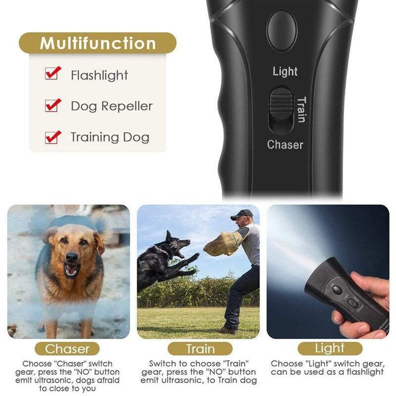 Bark Collars Devices Dual Head Portable Handheld Ultrasonic Pet Dog Repelled Control Training Trainer Black