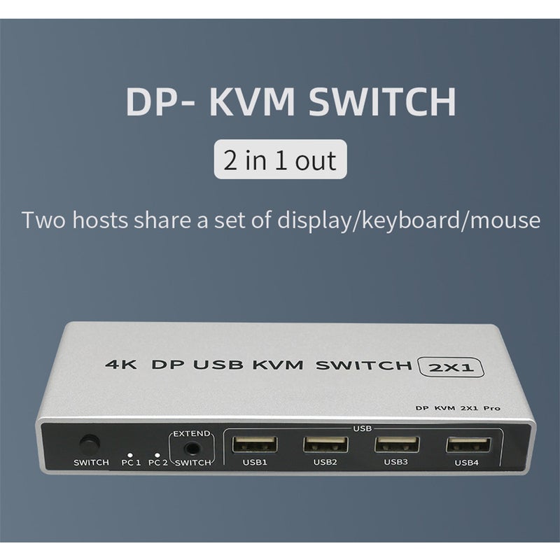Dual Port 4K Or 8K Displayport Kvm Switch Usb 144Hz Dp Switcher 4Kx2k60hz 2K144hz In Out