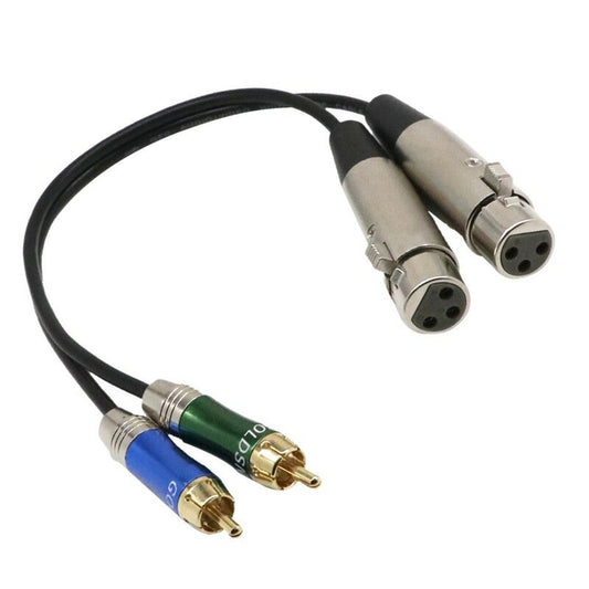 Dual Xlr Female To Rca Male Patch Cable Cord Audio Black
