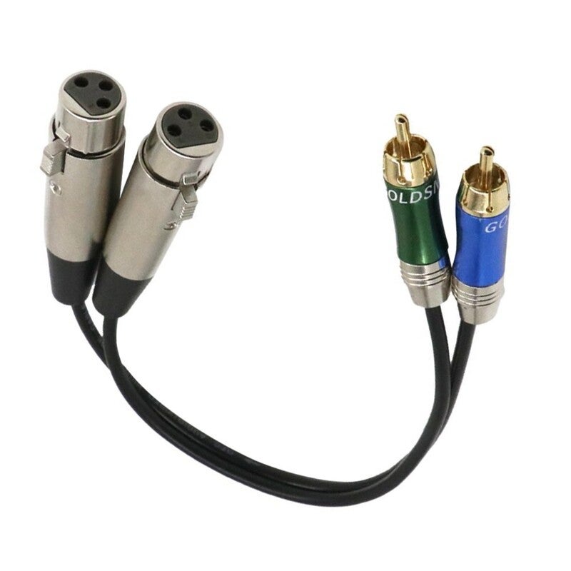 Dual Xlr Female To Rca Male Patch Cable Cord Audio Black