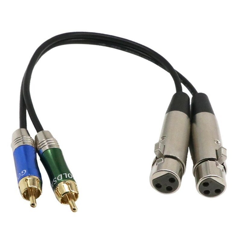 Dual Xlr Female To Rca Male Patch Cable Cord Audio Black