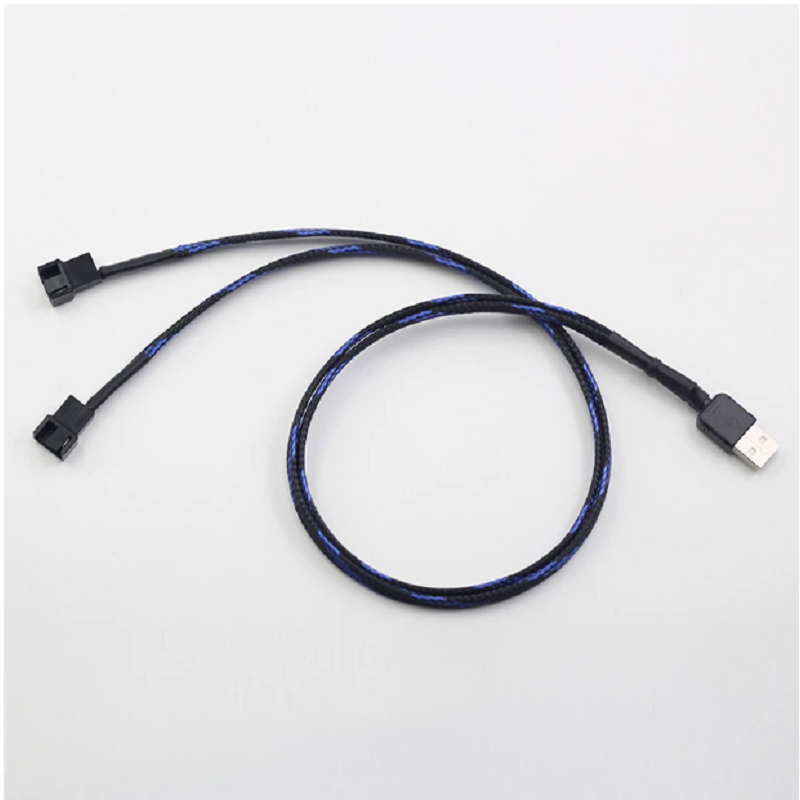 Usb To 2 3 4 Pin Pwm 5V Sleeved Dual Fan Power Adapter Cable 30Cm