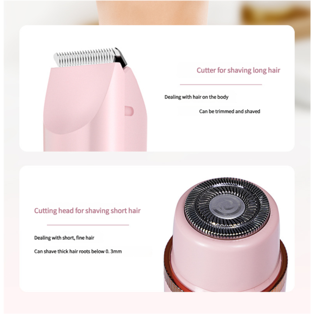 Dual Head Electric Hair Trimmer Ipx7 Waterproof Body Groomer With Type C Charging(Pink)
