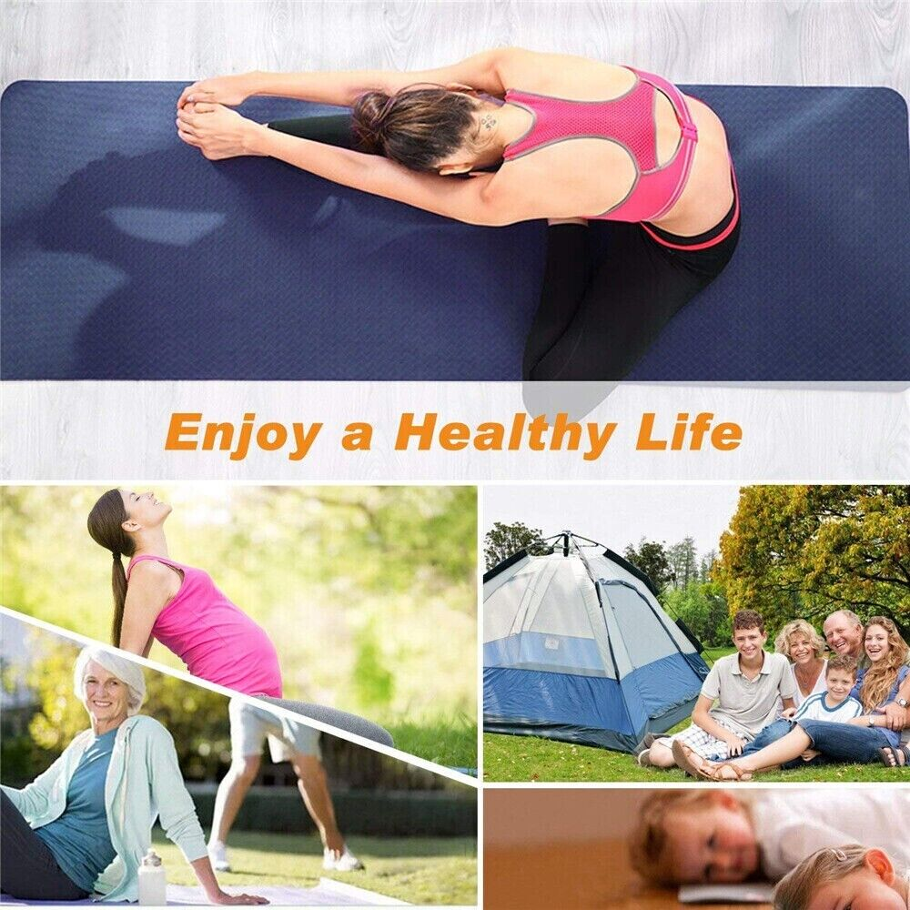 Dual Layer Tpe Yoga Mat Eco Friendly Fitness Gym Exercise Pilates Non Slip