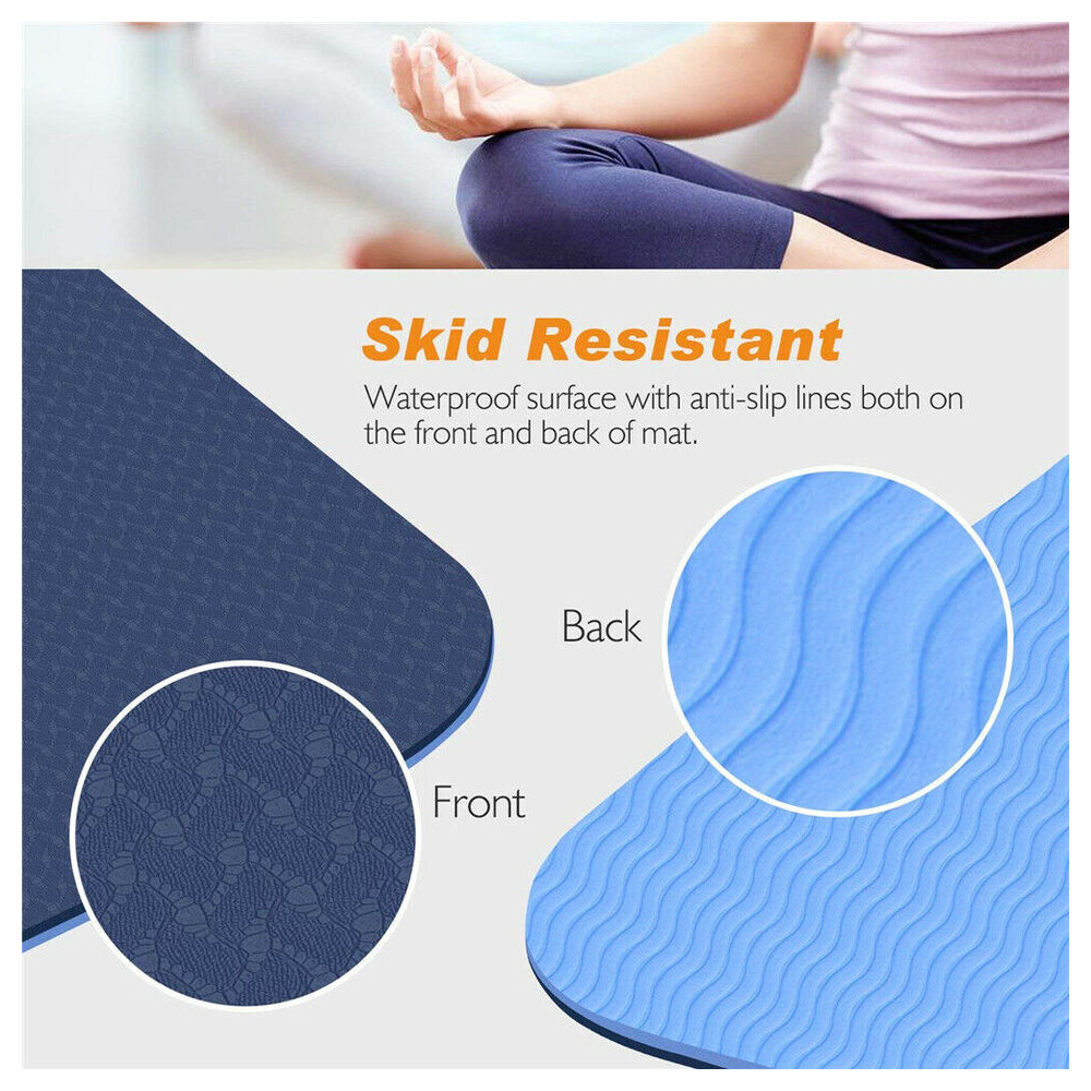Dual Layer Tpe Yoga Mat Eco Friendly Fitness Gym Exercise Pilates Non Slip