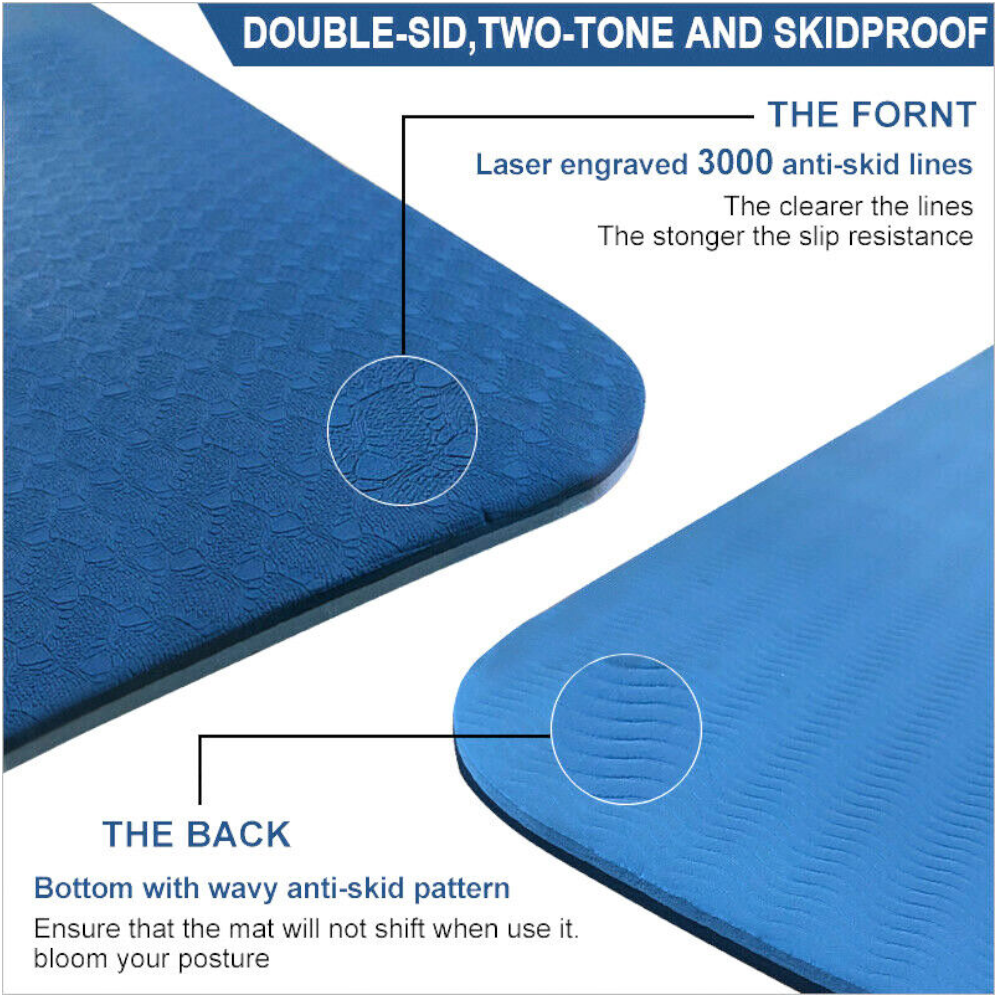Dual Layer Tpe Yoga Mat Eco Friendly Fitness Gym Exercise Pilates Non Slip