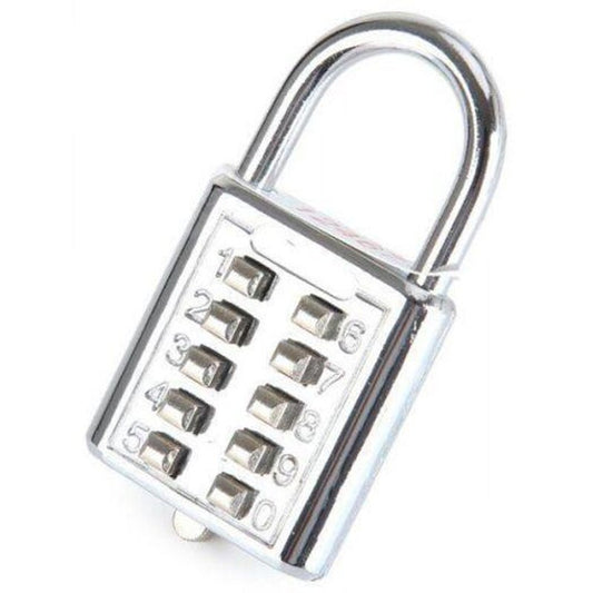 Durable Resettable Ten Number Combination Padlock Push Button Coded Lock
