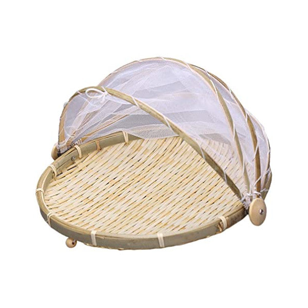 Dustproof Basket Bamboo Fly Cover Outdoor Picnic Food