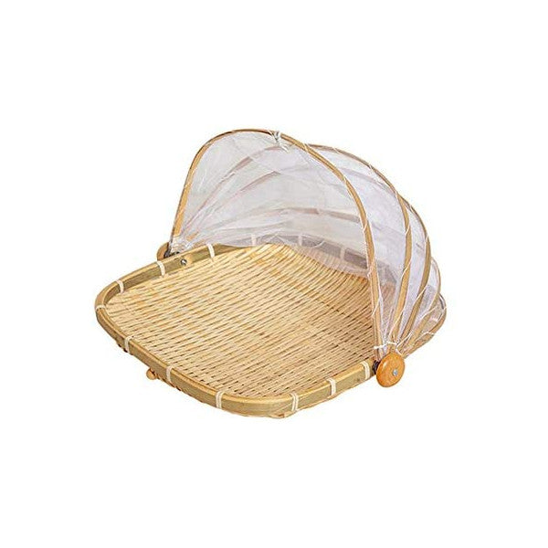 Dustproof Basket Bamboo Fly Cover Outdoor Picnic Food