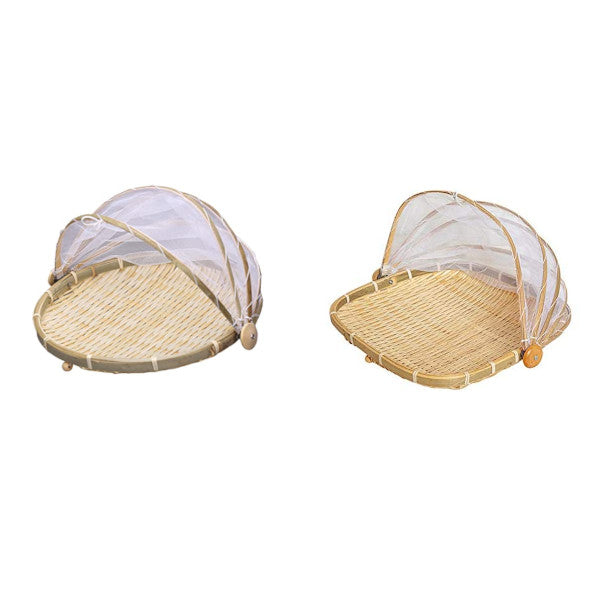 Dustproof Basket Bamboo Fly Cover Outdoor Picnic Food