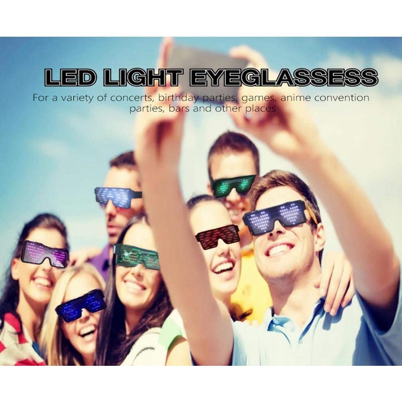 Usb Rechargeable Dynamic Led Light Up 8 Patterns Party Luminous Eyeglasses