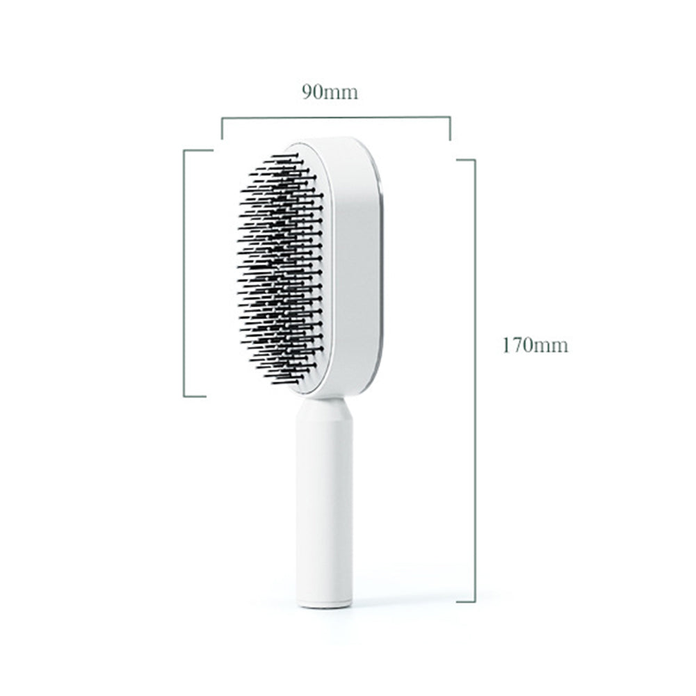 One-Press Self Cleaning Hair Brush Standing Base Women