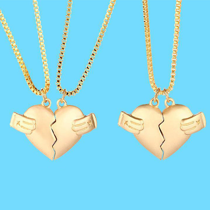 Creative Magnet Love Necklace 2Pcs Heart-Broken Shape Men And Women Personalized Jewelry For Valentine's Day