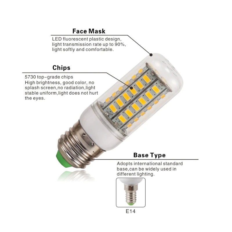 E14 Led Corn Bulb White