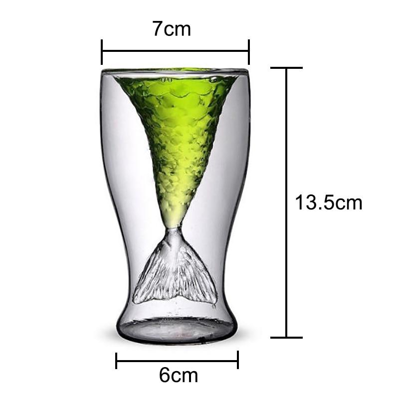 100Ml Novelty Mini Glass Mermaid Tail Cup Shotglass Transparent Fish