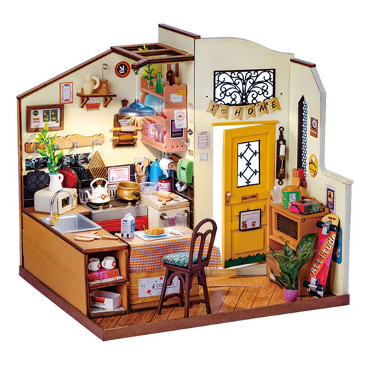 Rolife Happy Kitchen Dollhouse Minature House Diy Puzzle With Led Light