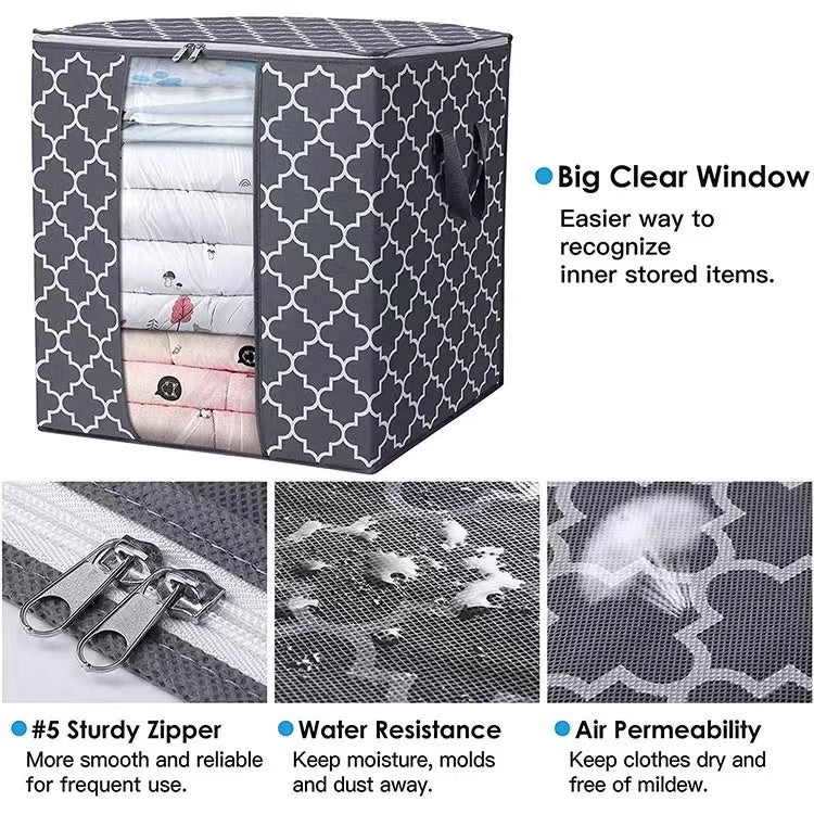 Non Woven Foldable Patterned Storage Bag With See Through