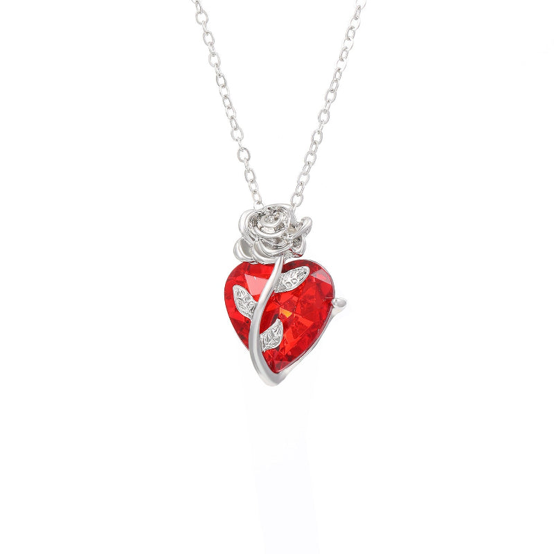 Punk Rose Love Necklace Fashion Personality Heart Shaped Clavicle Chain Pendant