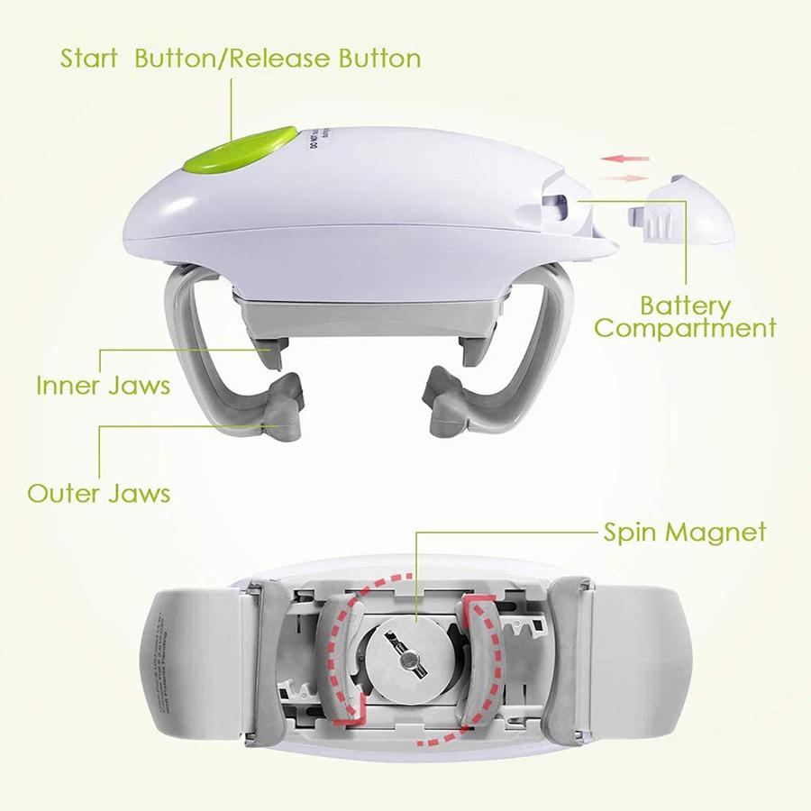 Electric One Push Battery Powered Jar Lid Opener Kitchen Gadget