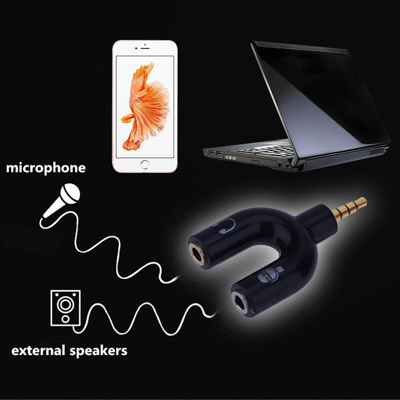 Earphone Connector Converter 3.5Mm Stereo Splitter Audio To Mic Headset Plug Adapter