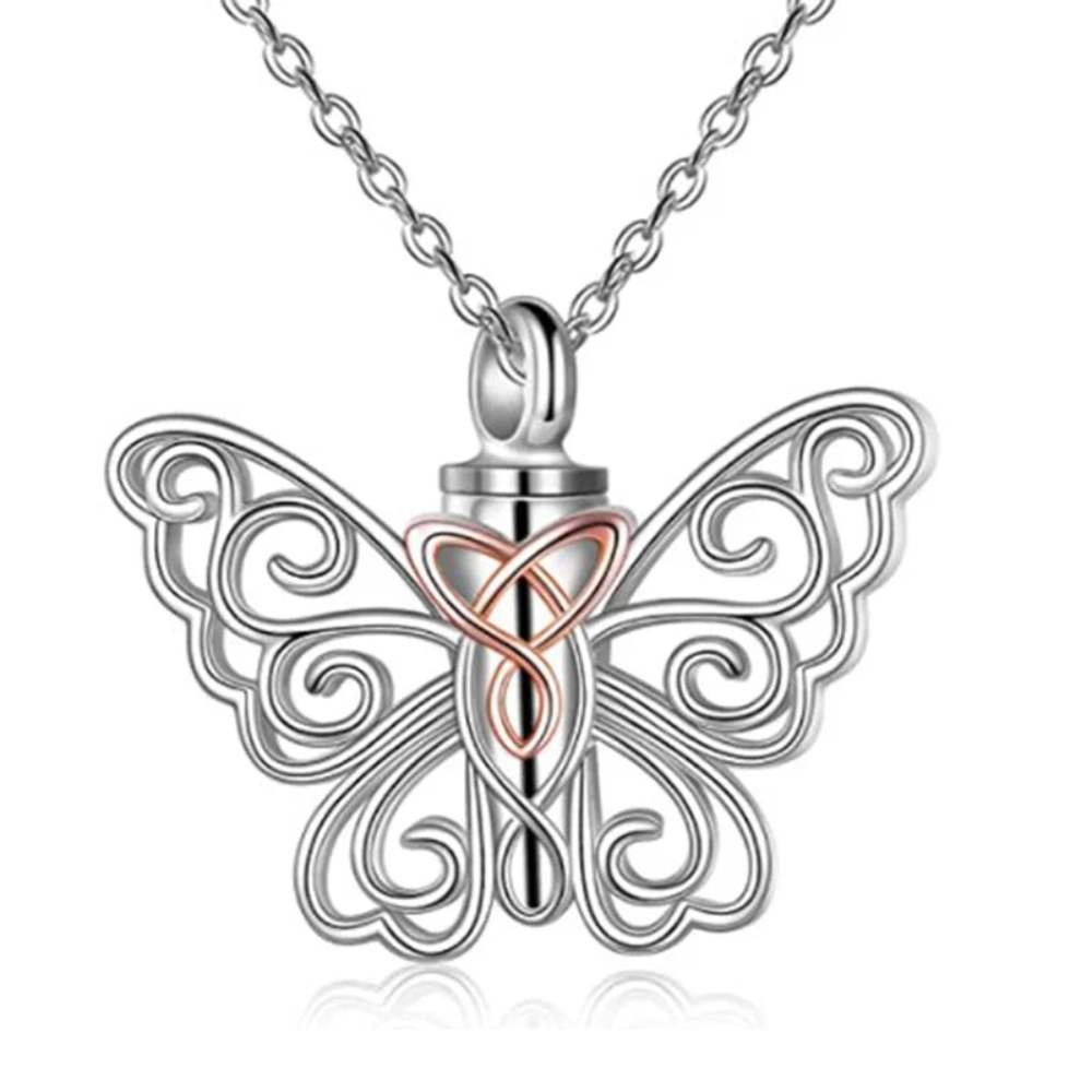 Butterfly Urn Necklace For Ashes Pendant Pets Cremation Keepsake Jewelry