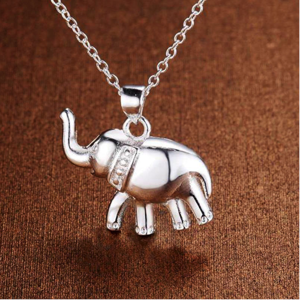Earrings Elephant Silver Plated Good Luck Necklace Jewellery Set