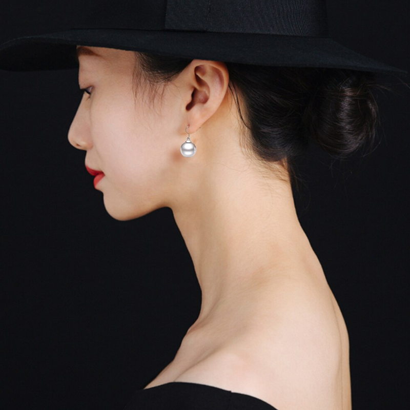 Veile Studios Earrings Exquisite Shell Beads Sterling Silver Freshwater Cultured Pearl Dangle Studs