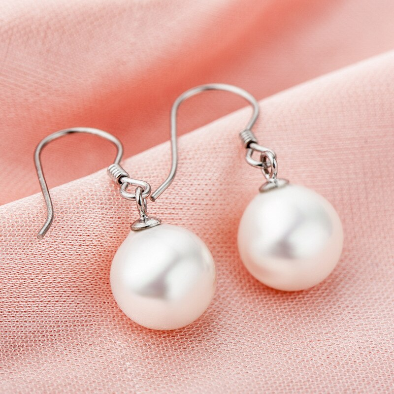 Veile Studios Earrings Exquisite Shell Beads Sterling Silver Freshwater Cultured Pearl Dangle Studs