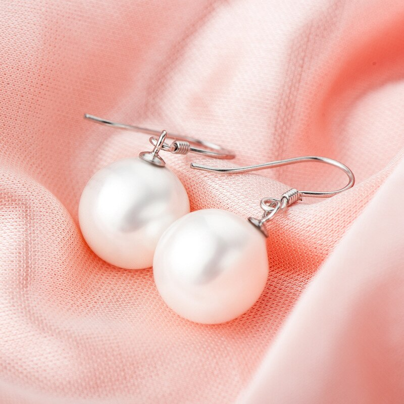 Veile Studios Earrings Exquisite Shell Beads Sterling Silver Freshwater Cultured Pearl Dangle Studs