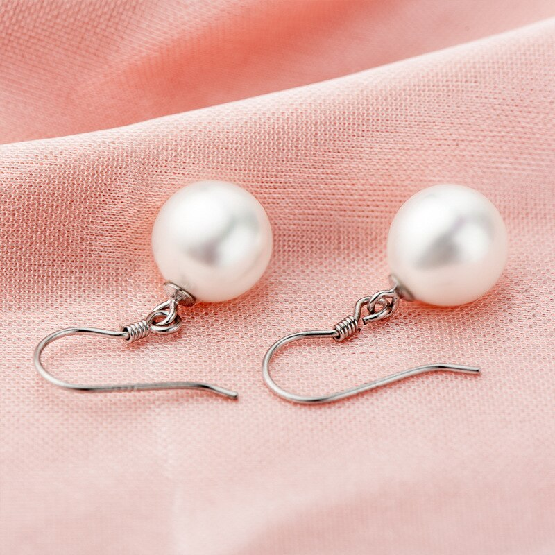 Veile Studios Earrings Exquisite Shell Beads Sterling Silver Freshwater Cultured Pearl Dangle Studs