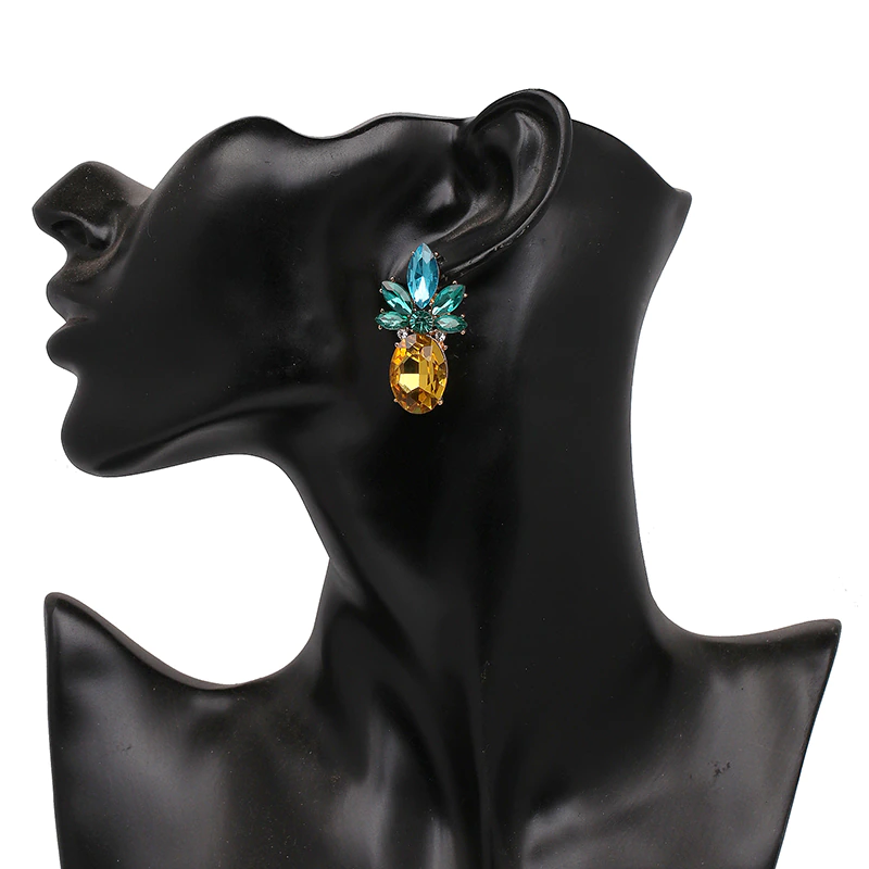 Veile Studios Earrings Pineapple Vibrant Colour Jewellery With Crystal Glass Beads