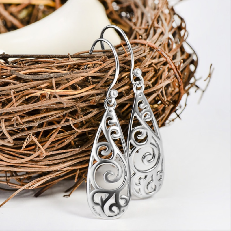 Veile Studios Earrings Sterling Filigree Teardrop Fashion Dangle Drop