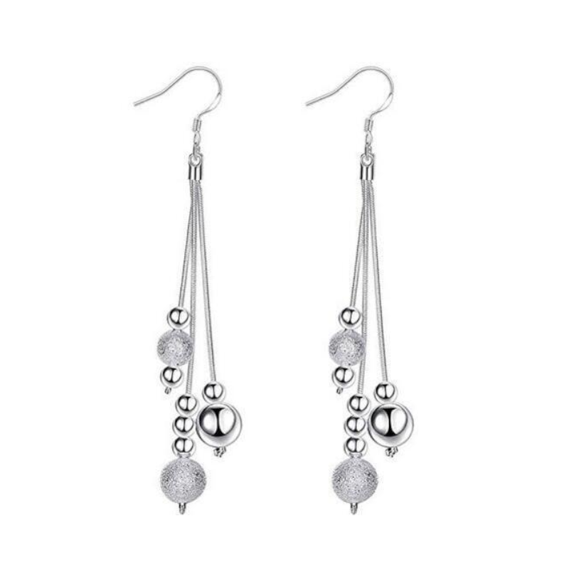Veile Studios Earrings Tassel Sterling Silver Bead Dangling Drop