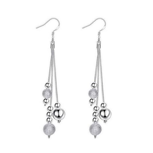 Veile Studios Earrings Tassel Sterling Silver Bead Dangling Drop