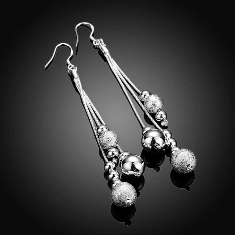 Veile Studios Earrings Tassel Sterling Silver Bead Dangling Drop