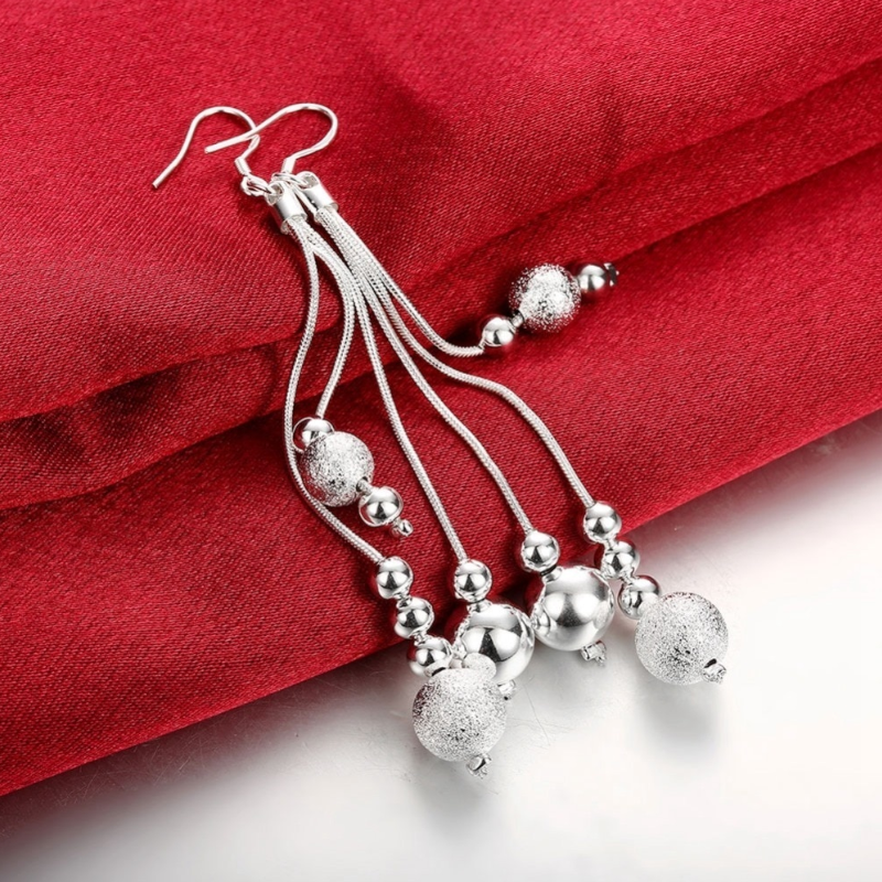 Veile Studios Earrings Tassel Sterling Silver Bead Dangling Drop
