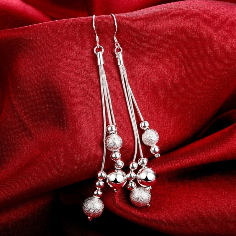 Veile Studios Earrings Tassel Sterling Silver Bead Dangling Drop