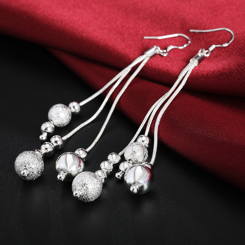 Veile Studios Earrings Tassel Sterling Silver Bead Dangling Drop