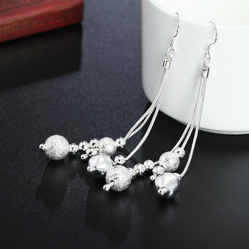 Veile Studios Earrings Tassel Sterling Silver Bead Dangling Drop