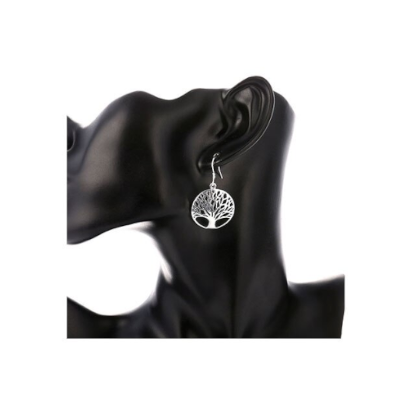 Veile Studios Earrings Thanksgiving Gift Sterling Silver Plated Tree Of Life Drop Dangle