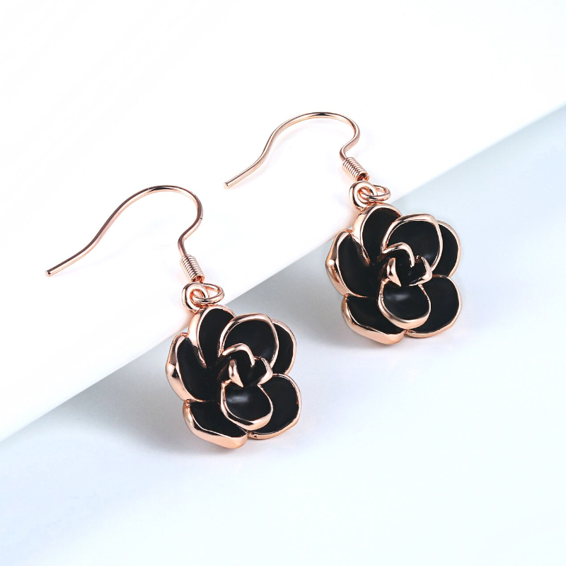 Veile Studios Earrings Women Black Rose Dangle